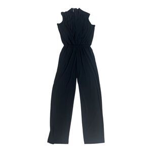 International Concepts Jubilant Jumpsuit Women L Black Sleeveless V-neck Pockets